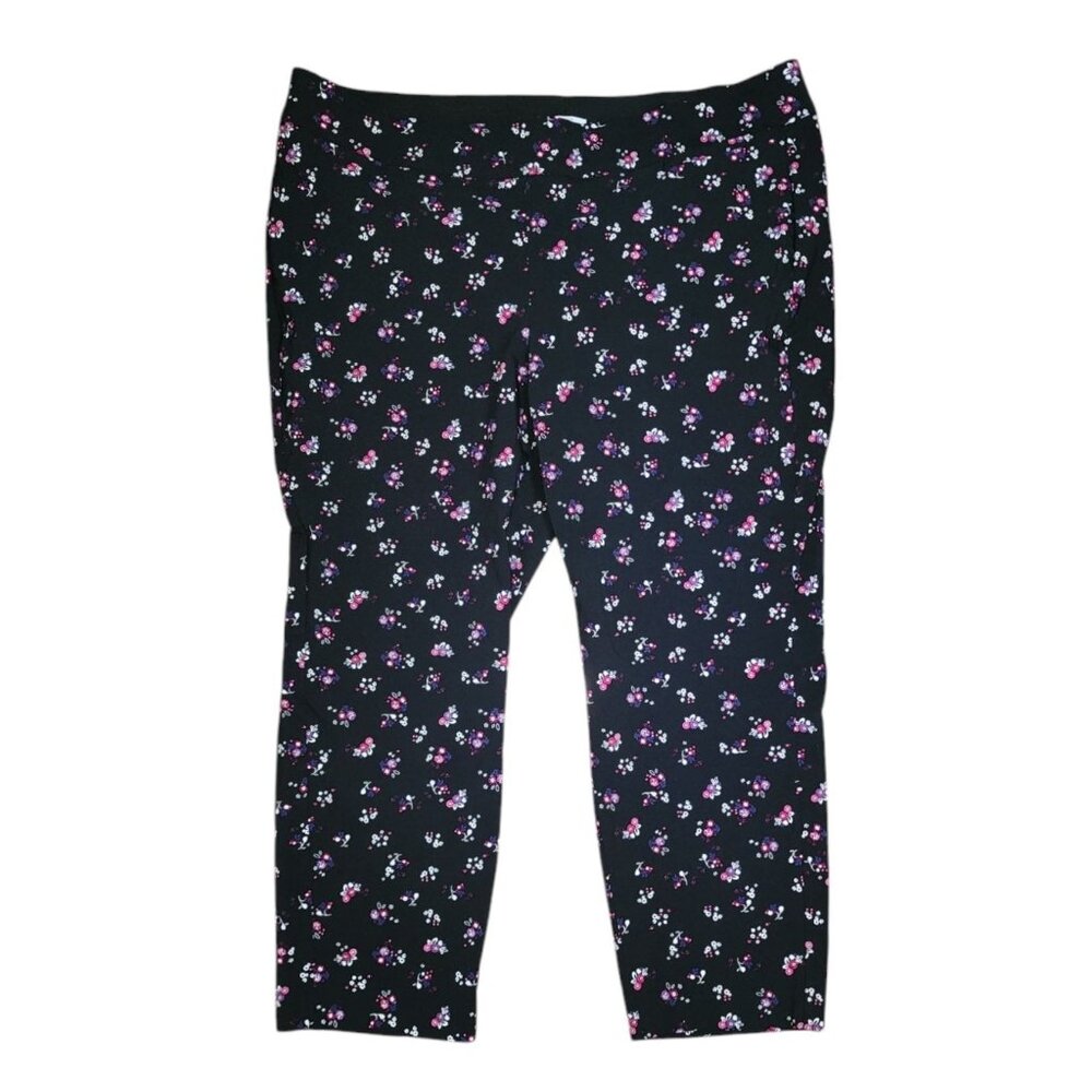 Lane Bryant Pants‎ Womens Plus Size 26R Black Floral The Allie Pull On Comfort
